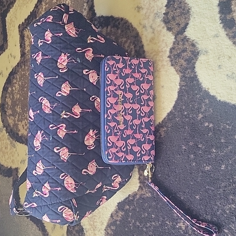 Simply southern pink flamingo purse